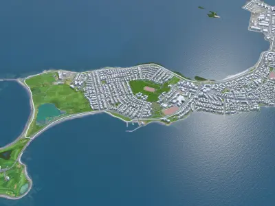 Reykjavik City Iceland Low-poly 3D model