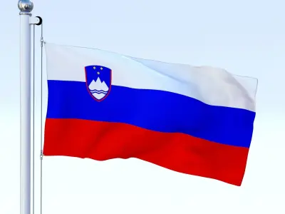 Animated Slovenia Flag Low-poly 3D model