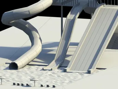 Low Poly Water Slides Low-poly 3D model