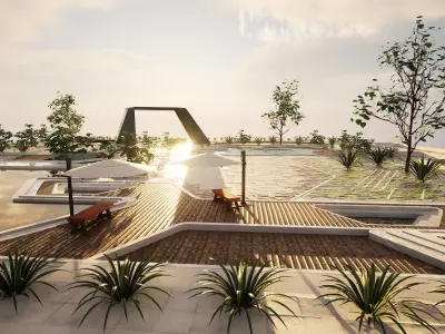 Modern Urban Park Environment 3D Model Low-poly 3D model