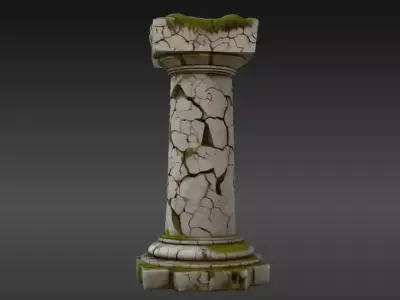 Ancient Broken Stone Pillar 3D Model Game Ready Environment  3D model