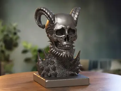Skull robot demon dragon bust Cyborg skull dragon bust 3D print model