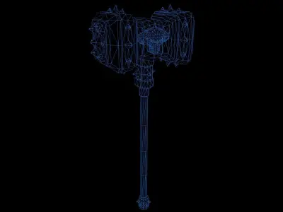 Spiked warhammer Low-poly 3D model