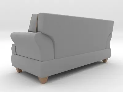 couch with wooden legs Low-poly 3D model