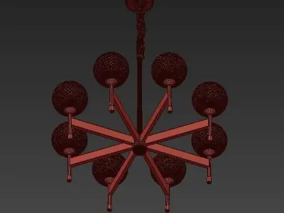 Gola 8 lamp with four balls hanging from it 3D model