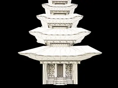 Temple Pura Ulun Danu Bratan Indonesia Low-poly 3D model