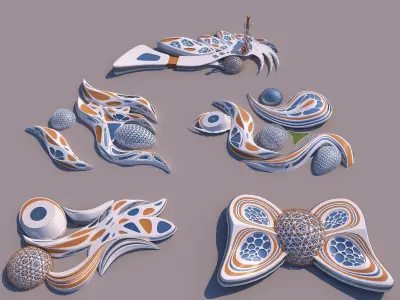 5 Models - Organic Buildings - Collection 3D Model Pack