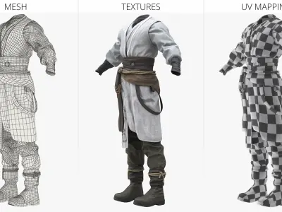  Ronin Warrior Outfit Traditional Style Gray 