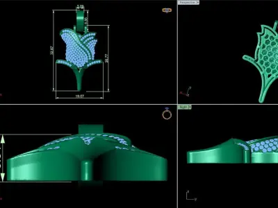 rose pendant 3D print model buy