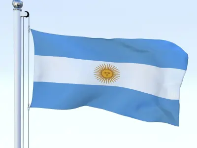 Animated Argentina Flag Low-poly 3D model