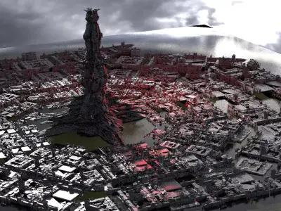 Sci Fi Skeleton towers 1 3D model