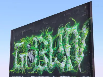 Graffiti wall XVII 3D model