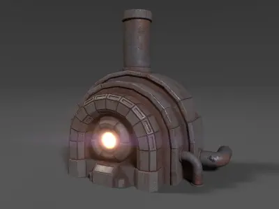 Sci-fi reactor - cooling module and other machinery - 4 pieces Low-poly 3D model