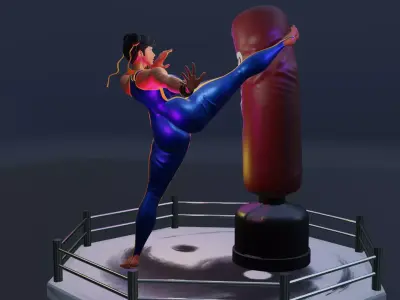 CHUN-LI KICK - ATHLETIC BARBIE 3D print model