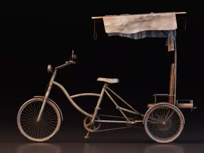 Rustic Cycle Rickshaw 3D model