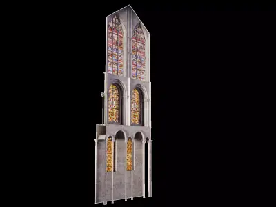 Cathedral Transept Big Stained Glass Wall - ONLY  Low-poly 3D model