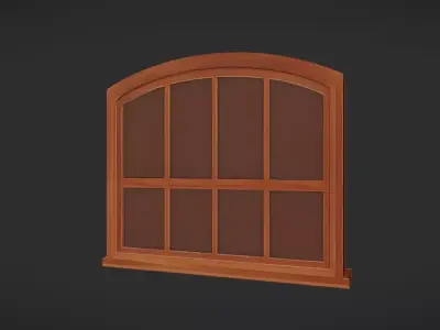 arched wooden window frame 3D model