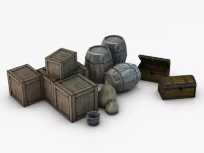 Low Poly Storage Props 3D model