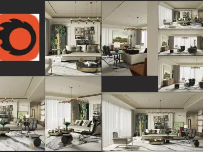 Living Room Interior Scene for 3DMAX and Corona 3D model 3D model
