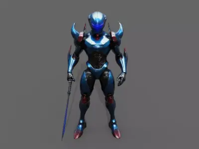 Cyborg Fighter Pack 5 Low-poly 3D model