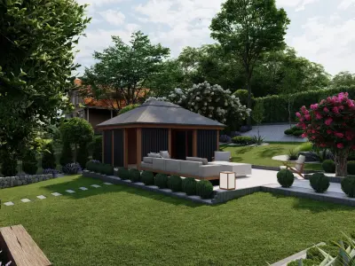 Garden Landscape 3D Model - SketchUp and Lumion Scene 3D model 3D model