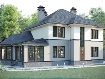 Cottage victorian house plan 3D model