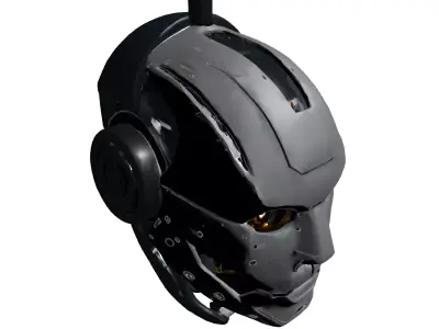 Futuristic SciFi Robot Head Model Low-poly 3D model