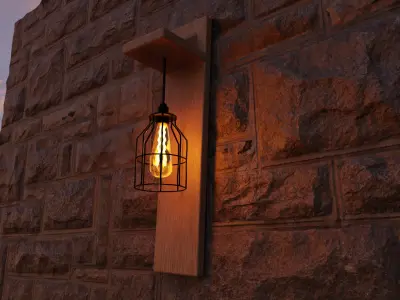Wooden Wall Lamp 3D model