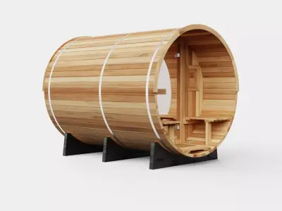 Barrel Sauna for 6 Person Low-poly 3D model