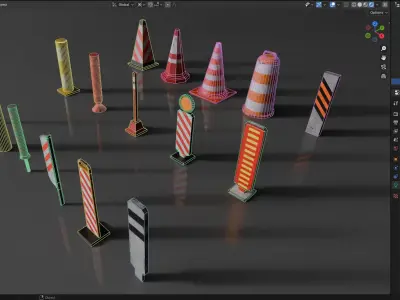 Street Traffic Cone Set Low-poly 3D model