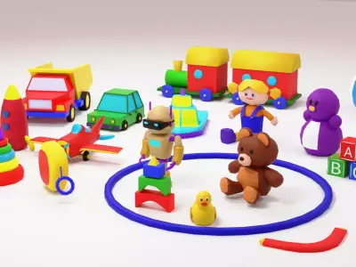 Lowpoly cartoon toys Pack Low-poly 3D model