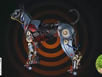 Futuristic Mech K9 - Rigged Cybernetic Guard Dog 3D model