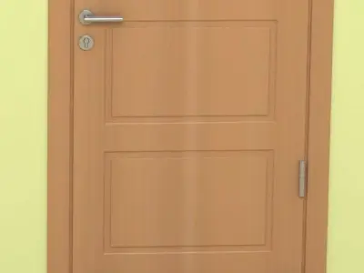 Door-5 wooden door on wall 3D model