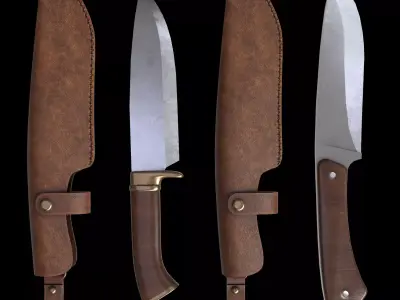 Hunter Knife Low-poly 3D model