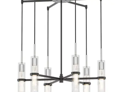 Xavier modern chandelier with clear glass shades and metal frame 3D model