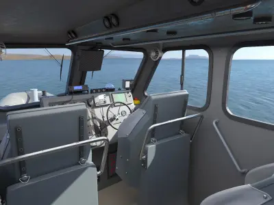  Inflatable Utility Boat with Hard Hull and Antenna Rigged 