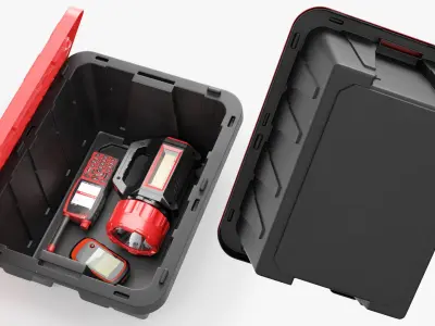  Emergency Gear Box with Radio Flashlight GPS Red 