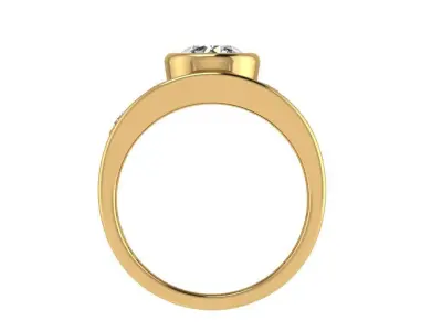 Ring181 gold ring with diamonds in center 3D print model