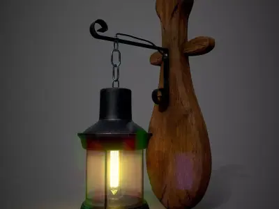 Rustic Light Pbr Material And Low Poly Low-poly 3D model