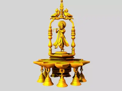 oil lamp krishna 3D model