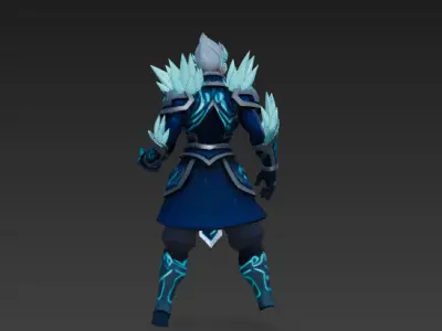 Icebound Warrior - Stylized Elemental Hero in Frozen Landscape 3D model