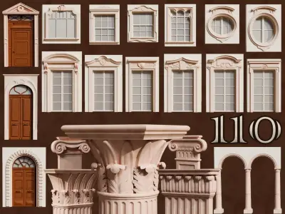 110 Classical European Architectural Assets pack Blender 3dsmax Low-poly 3D model