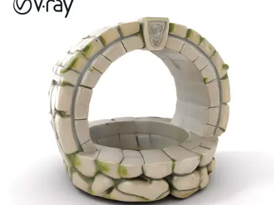 Stone Well D Model Pack with PBR Textures Low-poly 3D model