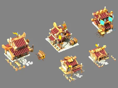 Cartoon architecture  Cartoon Town 3D model