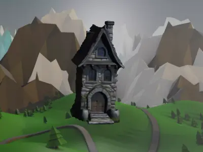 Medival Stylized Tall House Free low-poly 3D model