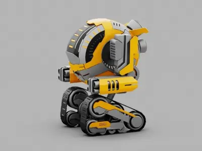 Combat robot rigged character 3D model