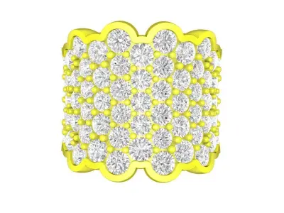 Wide Pave Diamond Cluster Ring Jewelry Design 7079 3D print model