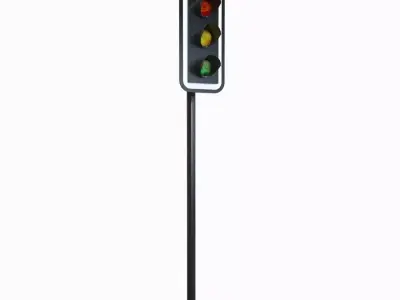 Single Traffic Light Low-poly 3D model