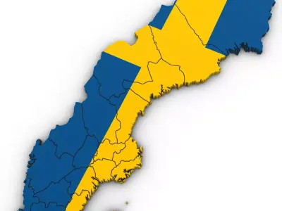 3D Political Map of Sweden 3D model