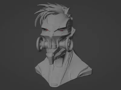 Cyber On Bust  Futuristic Sci-Fi Character 3D Model for Printing 3D print model